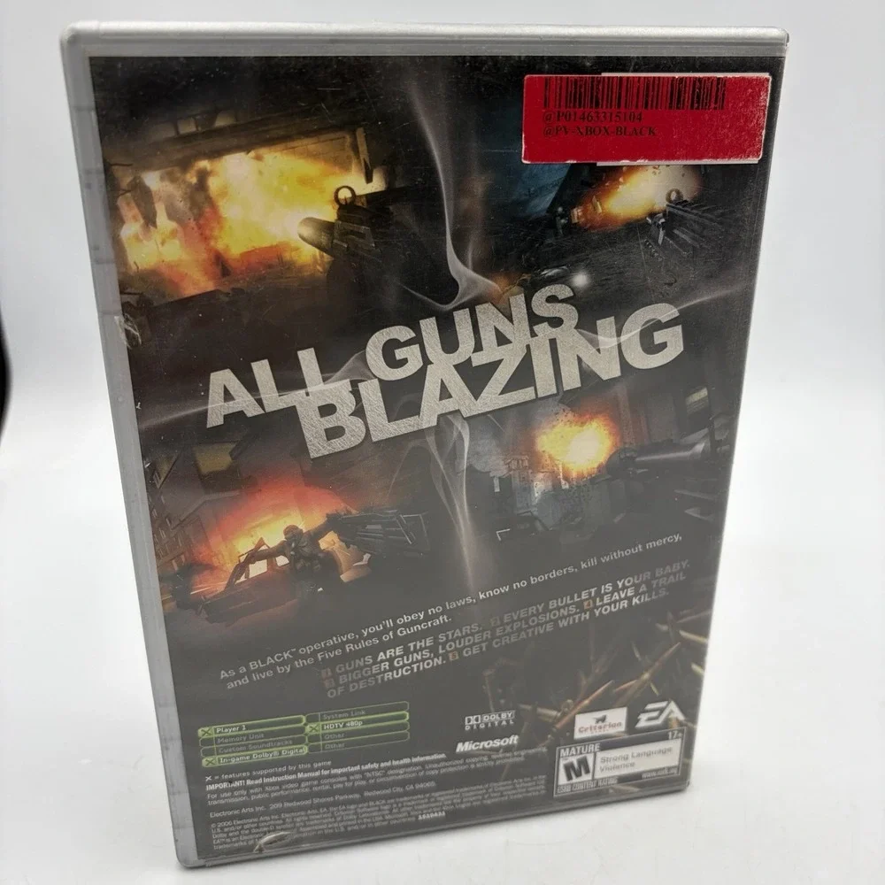 Black (Microsoft Xbox, 2006) CIB Complete /w Manual Video Game